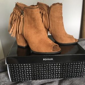 Dolce vita fringe peep toe bootie
